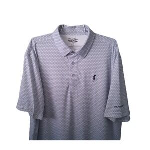 Spanish Bay Straight Down Golf Polo Shirt Large Geometric Black White Golf